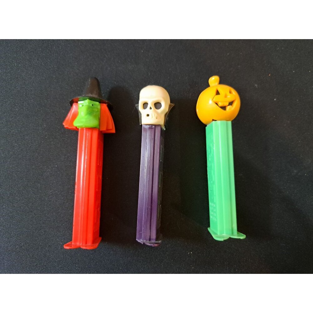 Vintage Halloween Pez Dispensers Set Of 3 Witch Skull Pumpkin Austria